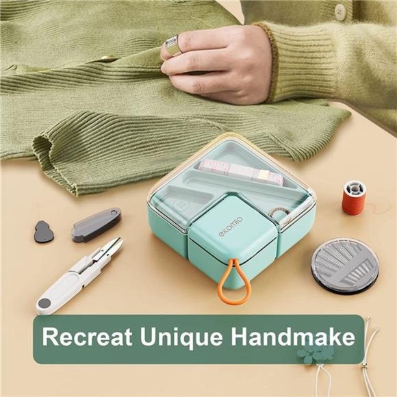 Small Travel Mini Sewing Kit with Case  for  Adult, Beginner- Light Green - Picture 3 of 7